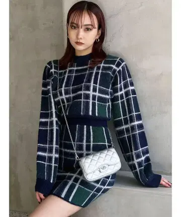 EMODA 자카드 체크 니트/스커트