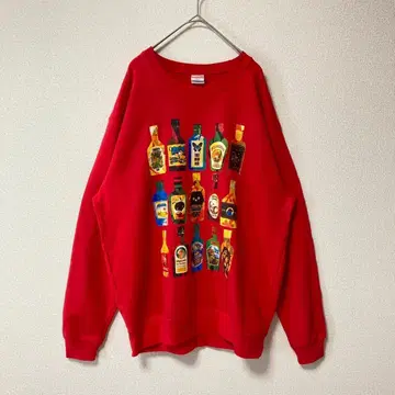 트레이닝복 맨투맨 빨간색 L 보틀 구제 의류 빈티지