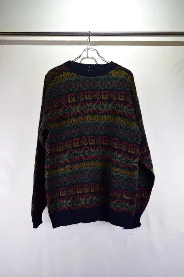 구제 의류 유로 디자인 울 니트 스웨터 유럽 구제 의류 빈티지 올 패턴