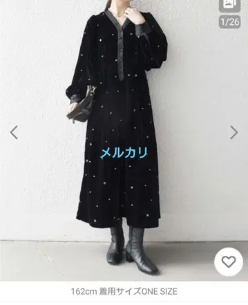 SHIPS any 벨로아 자수 턱 플레어 원피스