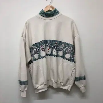 90's 빈티지 눈사람 카라 부착 맨투맨 여성용 XL