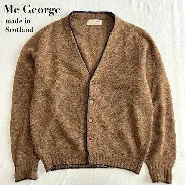 MC GEORGE 스코틀랜드제 울 니트 가디건 스웨터 브라운