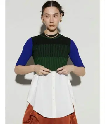 최종 가격 UN3D. 앤슬리드 랜덤 스트라이프 니트탑 숏 크롭