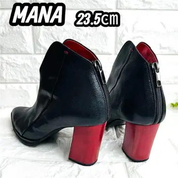 [컨디션 최상] MANA 마나 숏부츠 청키힐 블랙 x 레드