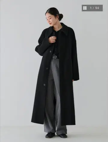 [ 새상품 ] crewre 리버 롱 스텐카라 코트 사이즈 3 블랙