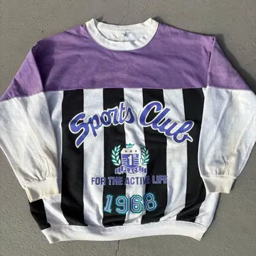 80-90s Sports Club 빈티지 맨투맨 스트라이프