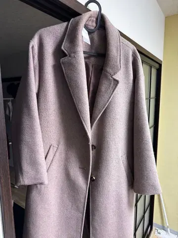 베이지 울 혼방 롱 코트