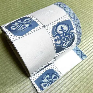 순수 실크 하카타 오리 나고야 오비 [ 격자 카스리 꽃 무늬 ]
