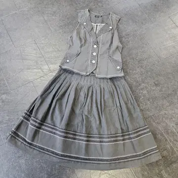 HIROKO KOSHINO 셋업 40 베스트 스커트 그레이 히로코코시노