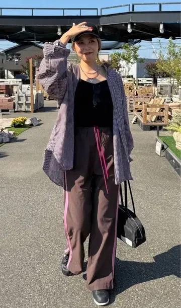 GEORGE'S 스트라이프 BIG 셔츠 (브라운) M