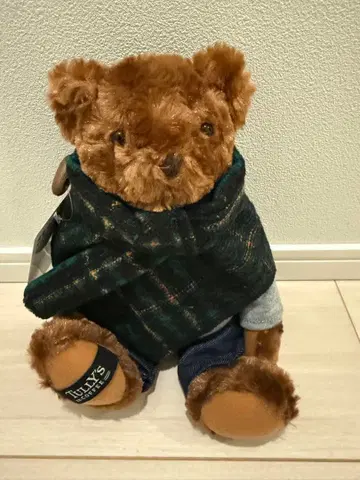 택 포함 새상품 [ 타커피 ] 체크 망토 베어풀