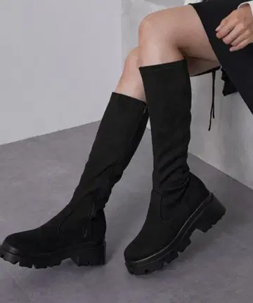 [ nui nullu ] 라운드토 볼륨 밑창 스트레치 롱 부츠