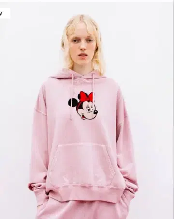 WCJ 미니 마우스 피그먼트 후드티 핑크 디즈니
