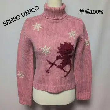 SENSO UNICO 양모 100% 눈꽃 터틀넥 니트