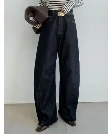 [ Re:EDIT ] 밑단 프린지 배럴 레그 데님 팬츠 SHORT