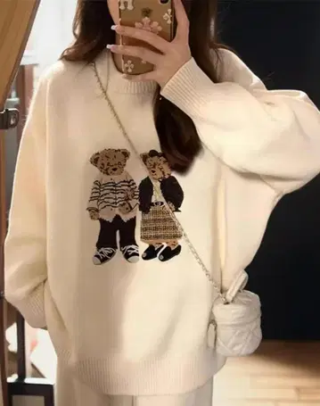 자카드 크루넥 니트 여성용