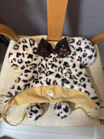 디즈니 미니 팬캡 레오파드 무늬 베이지 브라운