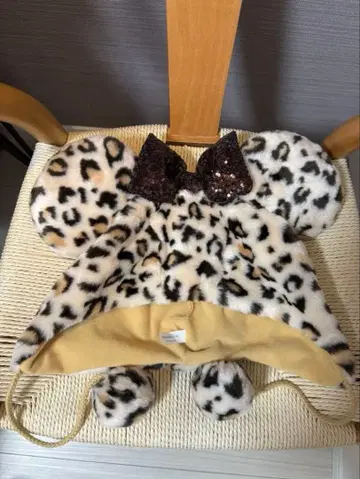 디즈니 미니 팬캡 레오파드 무늬 베이지 브라운