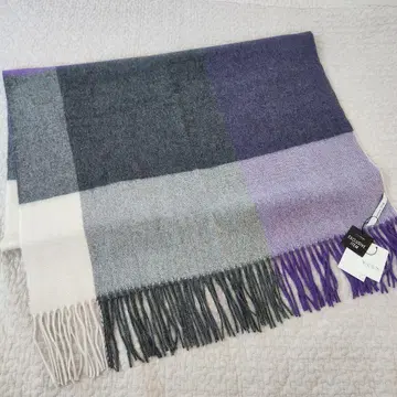 미사용 택 포함 플라스테 대형 캐시미어 체크 머플러 스톨