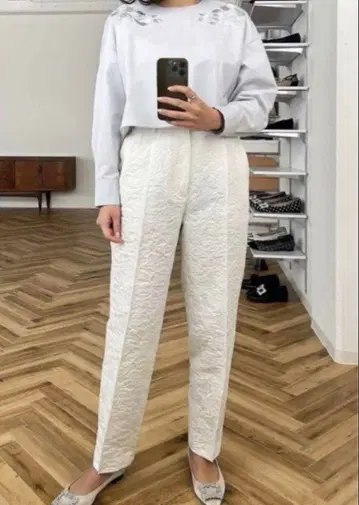 [ OHGA ] 플라워 자카드 팬츠