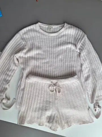 젤라또피케 리브 편직 옅은 핑크 긴팔 룸웨어 M 사이즈