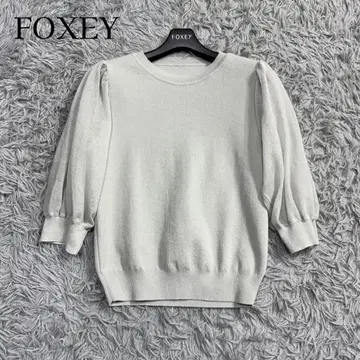 새상품급 '23년 폭시 Elize 니트 탑 시어 퍼프 슬리브 블루