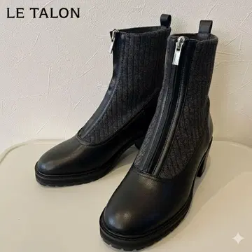 LE TALON [ 새상품급 ] 니트 삭스풍 부츠 센터 지퍼 통굽 M