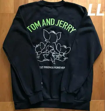 새상품 톰과 제리 긴팔 자수 LL 속기모 트레이닝복 블랙 남성용
