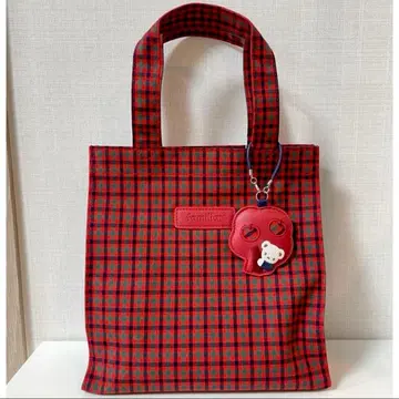 패밀리아 familiar 토트백 빨간색 계열 체크