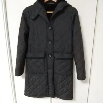 매킨토시 그런지 보아 후드 퀼팅 코트 블랙