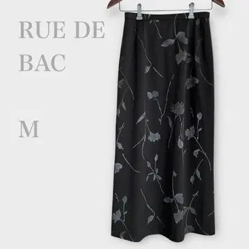 류드백 꽃무늬 롱 스커트 플레어 블랙 M 세련된 성숙/러블리