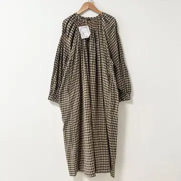 미사용 새상품 45R 선염 인도 카디 트윌 티롤리안 드레스 브라운