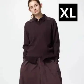 새상품 UNIQLO 워셔블 니트 리브 폴로 스웨터 컬러 와인 사이즈 XL