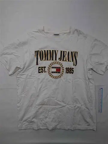타미힐피거 진스 로고 프린트 T셔츠 화이트 계열 남성용 L 사이즈