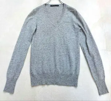 LAPIS LUCE 캐시미어 100% 스웨터 그레이 V넥 여성용