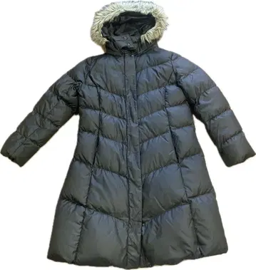 [컨디션 최상] 유니클로 퍼 후드 다운 코트 롱 기장 XL 다크 브라운