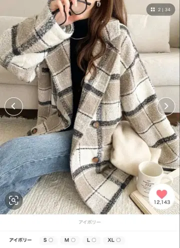 classicalelf/체크 무늬 더블 자켓 코트