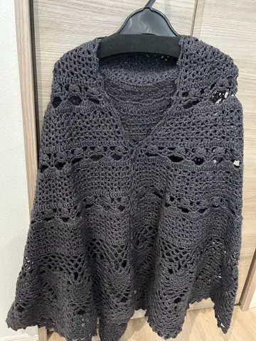 다크 그레이 짜임 판초