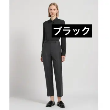 [ 새상품 택 포함 ] 2024AW 크롭 테이퍼드 팬츠 울 슬릿 블랙