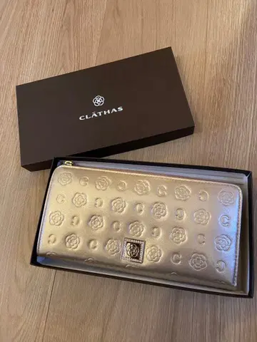 CLATHAS 골드 장지갑 꽃무늬