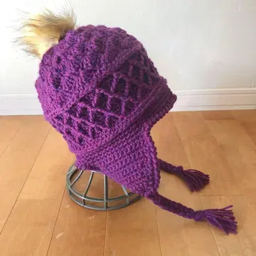 귀도리 니트 모자 브라이트 퍼플