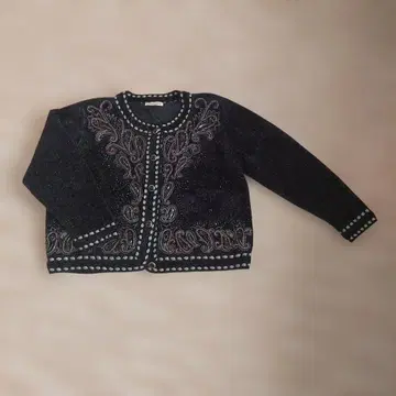 비즈 자수 블랙 니트 자켓 가디건 빈티지