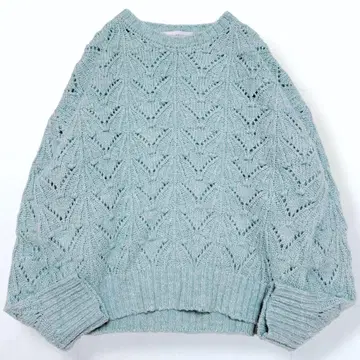 어반 리서치 울 알파카 큼직한 짜임 팝콘 니트 민트