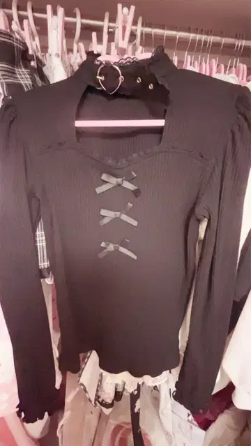 MARS 하트 벨트 부착 골지 상의