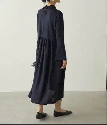 VERMEIL par iena 니트 롱 원피스 네이비 바이컬러