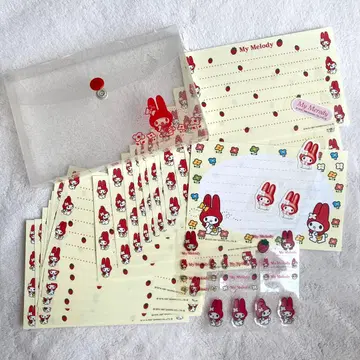 헤이세이 레트로 1997년 케이스 포함 산리오 마이멜로디 편지지 씰 세트