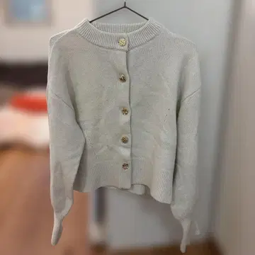 vis 하트 모란 라메 가디건 화이트