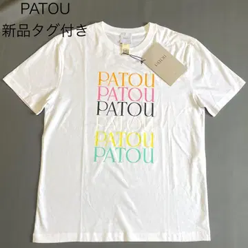택 포함 새상품 [PATOU] T셔츠 오가닉 코튼 로고 컬러풀 L 화이트