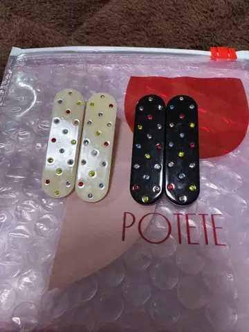 POTETE 헤어핀 세트 블랙 화이트