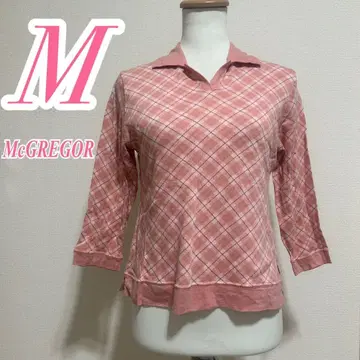 맥레거 핑크 니트 셔츠 M 올 패턴 면 100%